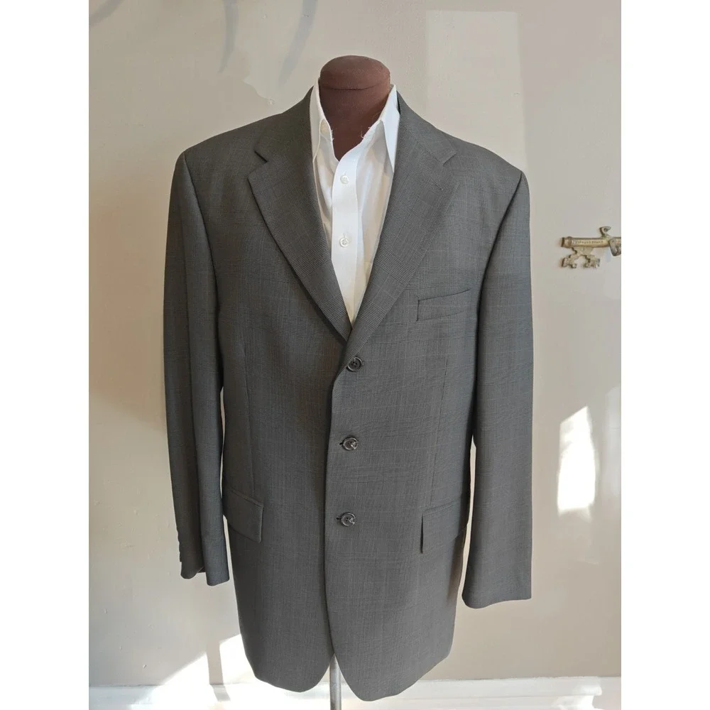 Chaps Ralph Lauren Mens 45L Wool Sport Coat Gray Plaid 3 Button Blazer Canada